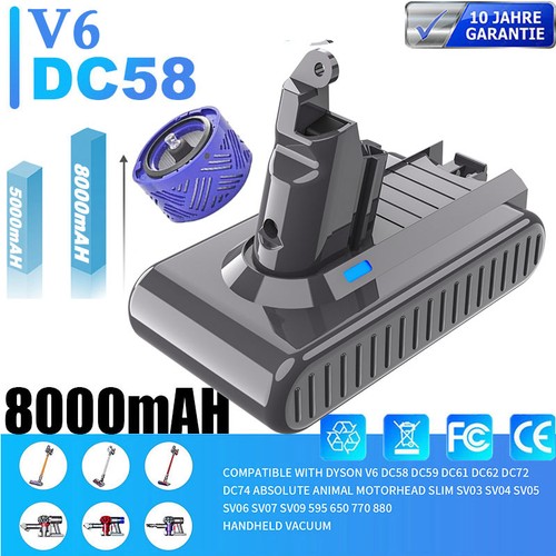 9000mah per batteria - dyson, v6
